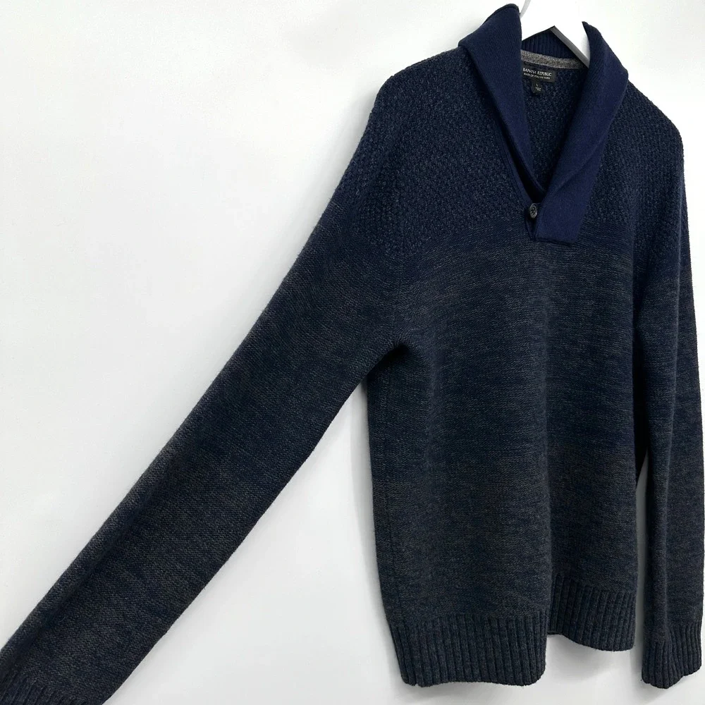 Banana Republic Sweater Mens‎ Large Shawl Collar Pullover Italian Wool Old Money